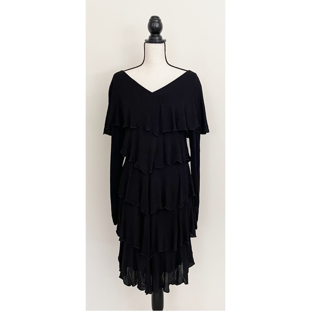 Vintage 70s Holly Harp Tiered Ruffle Dress